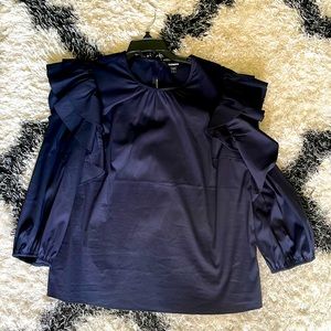 Ruffle navy blue shirt